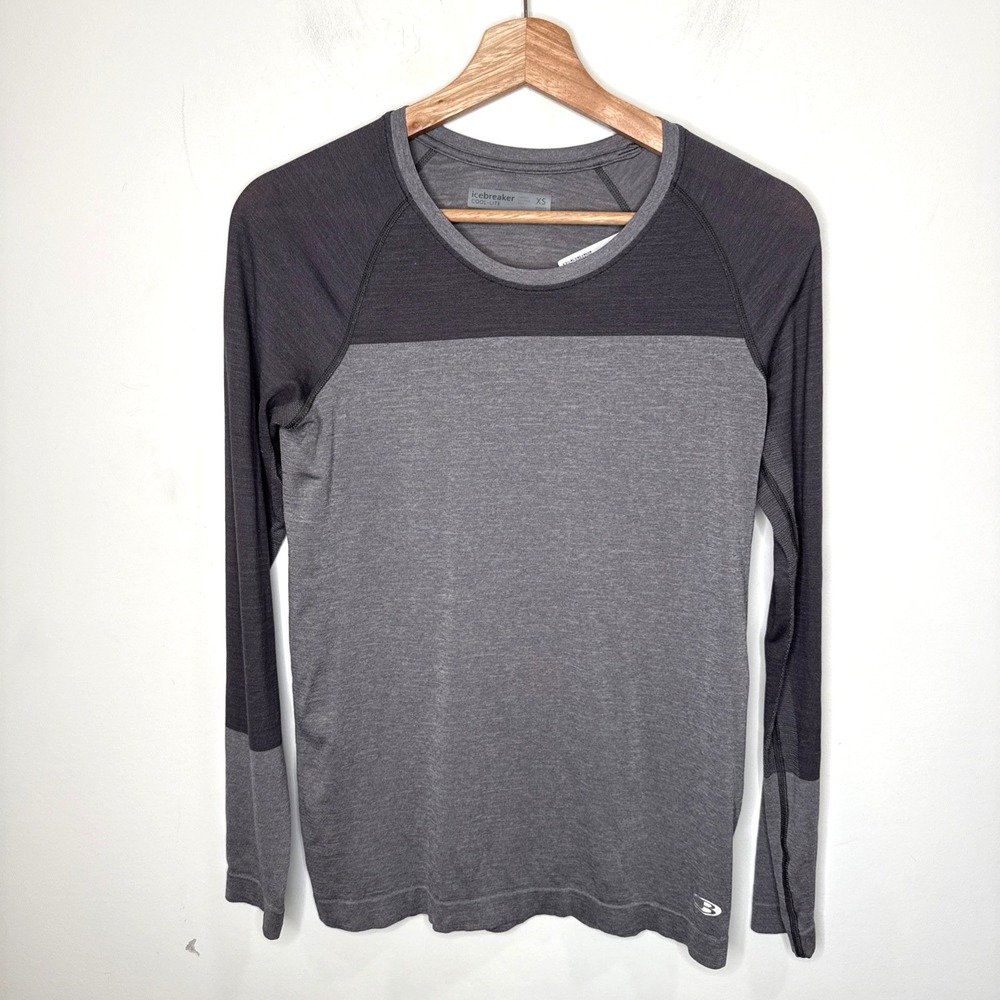 Icebreaker Wool blend Cool-Lite Long Sleeve Top Base Layer Gray Gorp Women's XS
